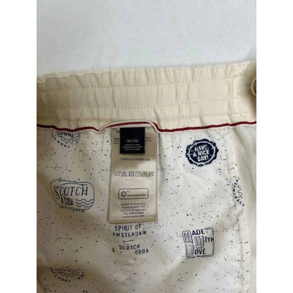 SCOTCH & SODA ESSENTIALS — WARREN COTTON-LINEN TWILL JOGGER. Off White Size 36 - Picture 6 of 7